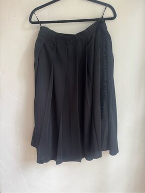 Comme Des Garcons Black Pleated A-Line Midi length Skirt with side ruffles